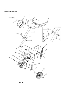 Handle/Frame/Wheel 3 Diagram and Parts List for  MTD Tiller