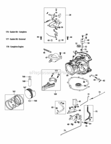 Part Location Diagram of 952Z5X65RU MTD Complete Engine
