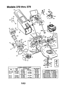 Deck - Bag - Wheel 1 Diagram and Parts List for  MTD Lawn Mower