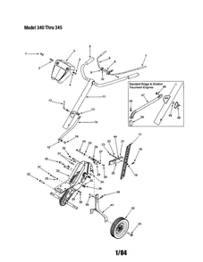 Handle/Frame/Wheel 1 Diagram and Parts List for  MTD Tiller