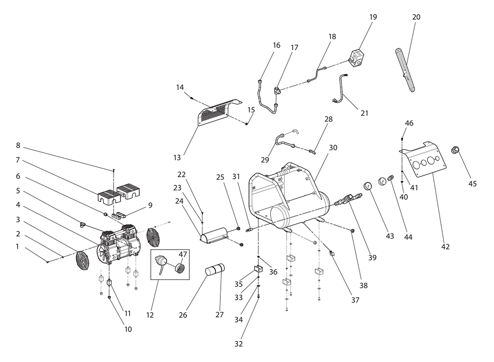 Fig-0 Diagram and Parts List for  Makita Compressor