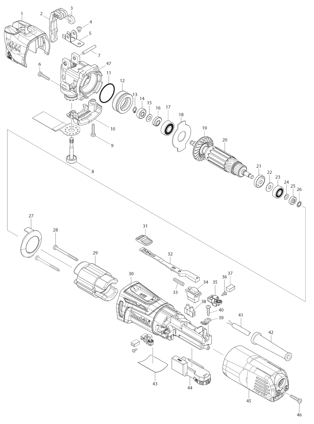 Page 1 Diagram and Parts List for  Makita Chop Saw