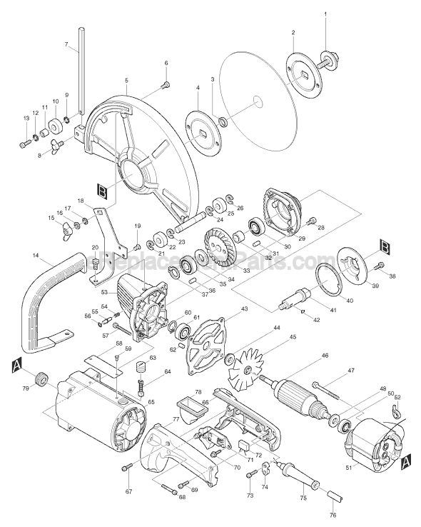 Page A Diagram and Parts List for  Makita Circular Saw