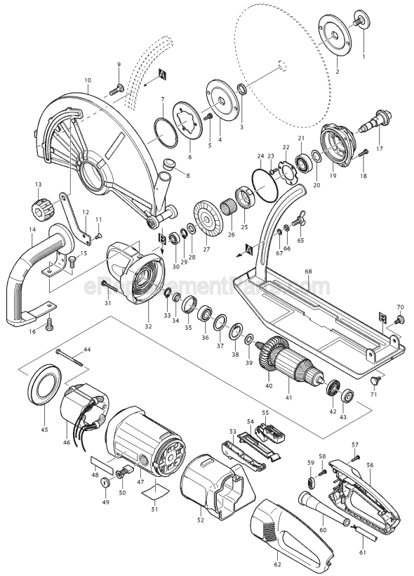 Page A Diagram and Parts List for  Makita Concrete Saw