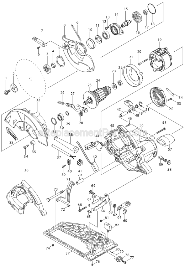 Page A Diagram and Parts List for  Makita Circular Saw
