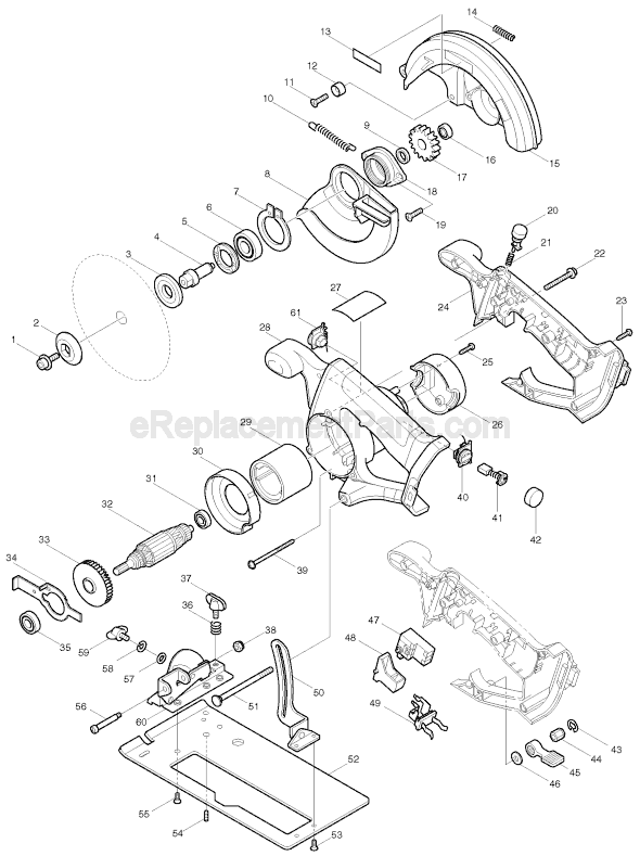 Page A Diagram and Parts List for  Makita Circular Saw