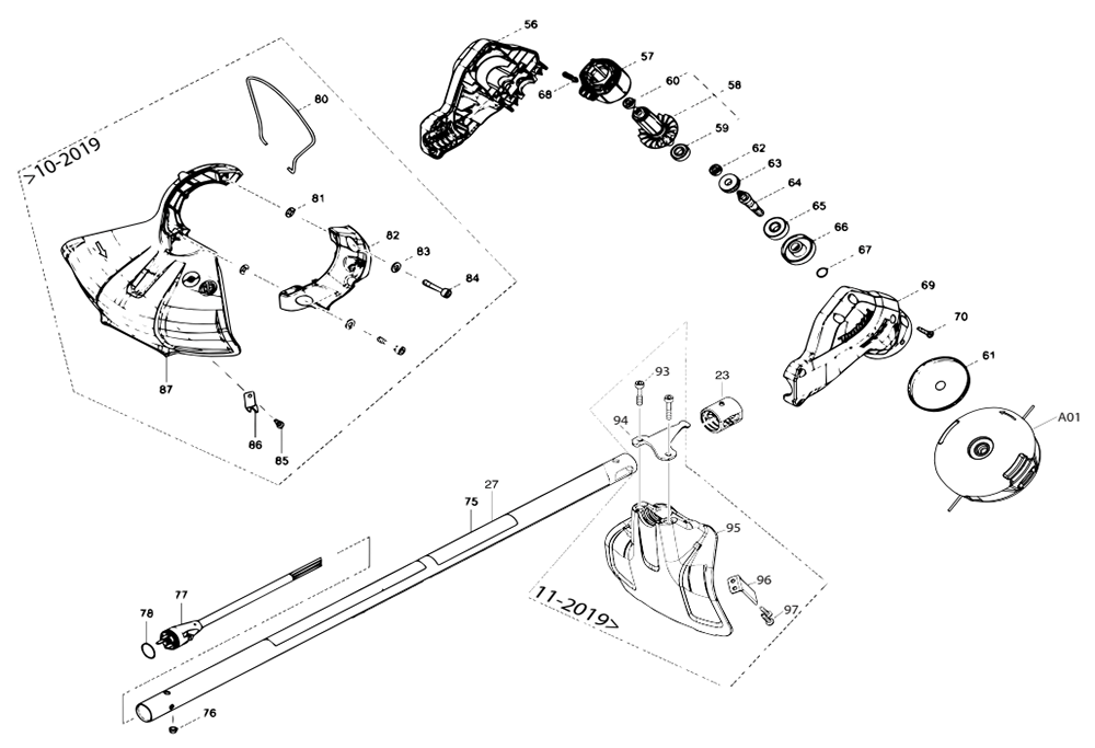 Fig-1 Diagram and Parts List for  Makita Trimmer