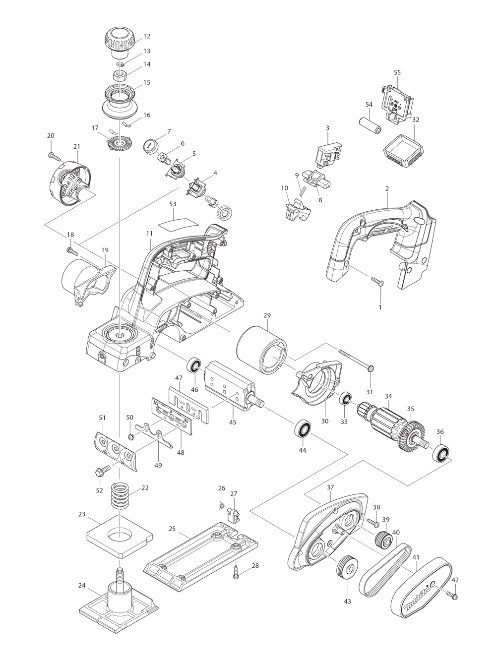Page 1 Diagram and Parts List for  Makita Planer Jointer