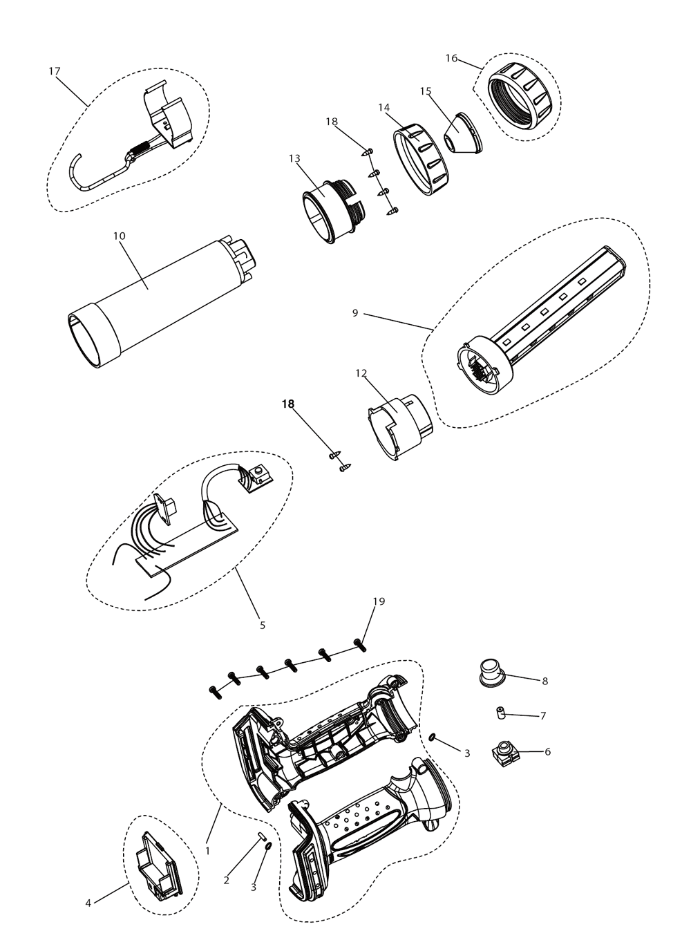 Page 1 Diagram and Parts List for  Makita Worklight & Flashlight