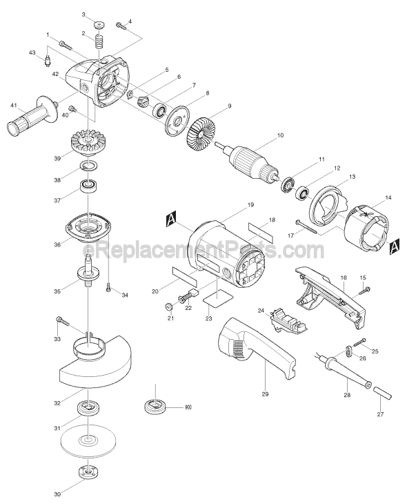 Page A Diagram and Parts List for  Makita