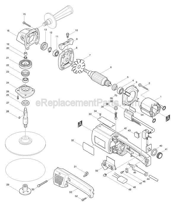 Page A Diagram and Parts List for  Makita