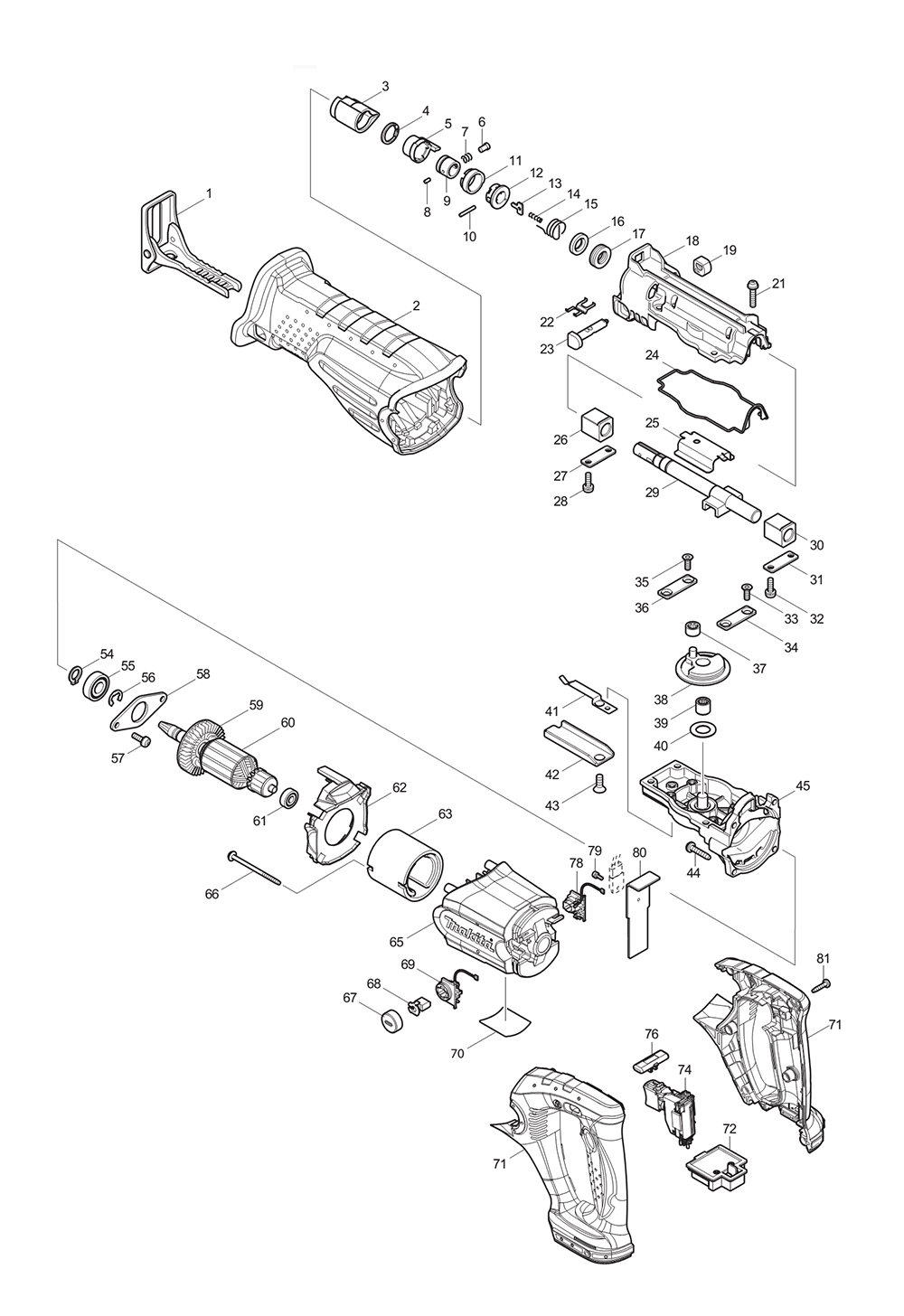 Page 1 Diagram and Parts List for Type 3 Makita Saw
