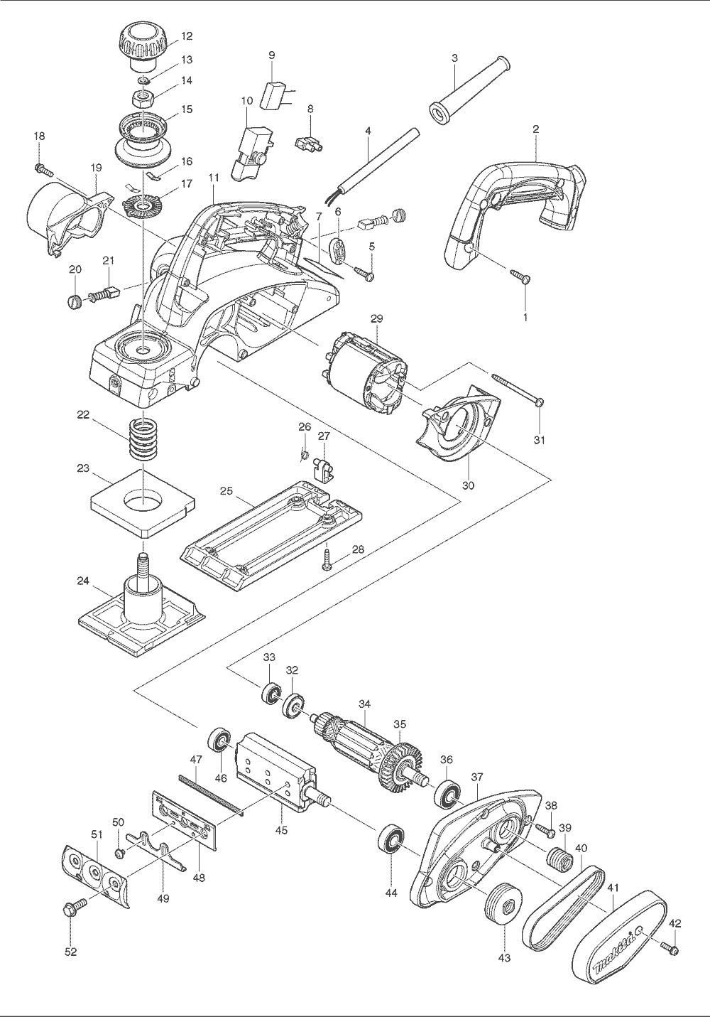 Page 1 Diagram and Parts List for  Makita Planer Jointer