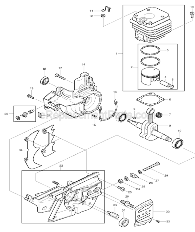 Page A Diagram and Parts List for  Makita Chainsaw