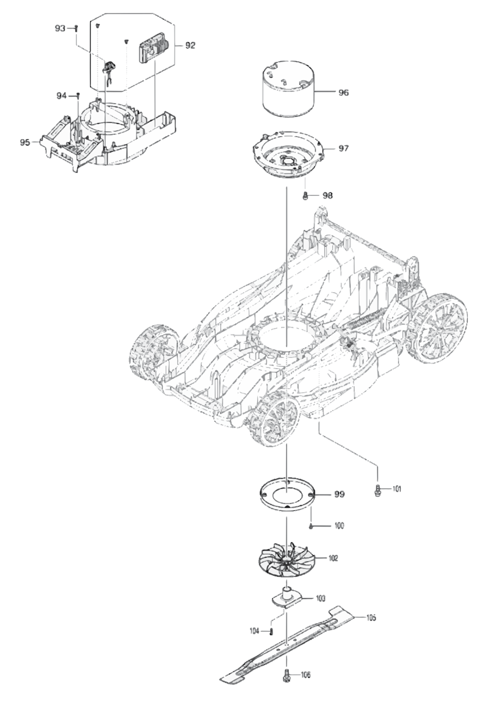 Fig-3 Diagram and Parts List for  Makita Lawn Mower