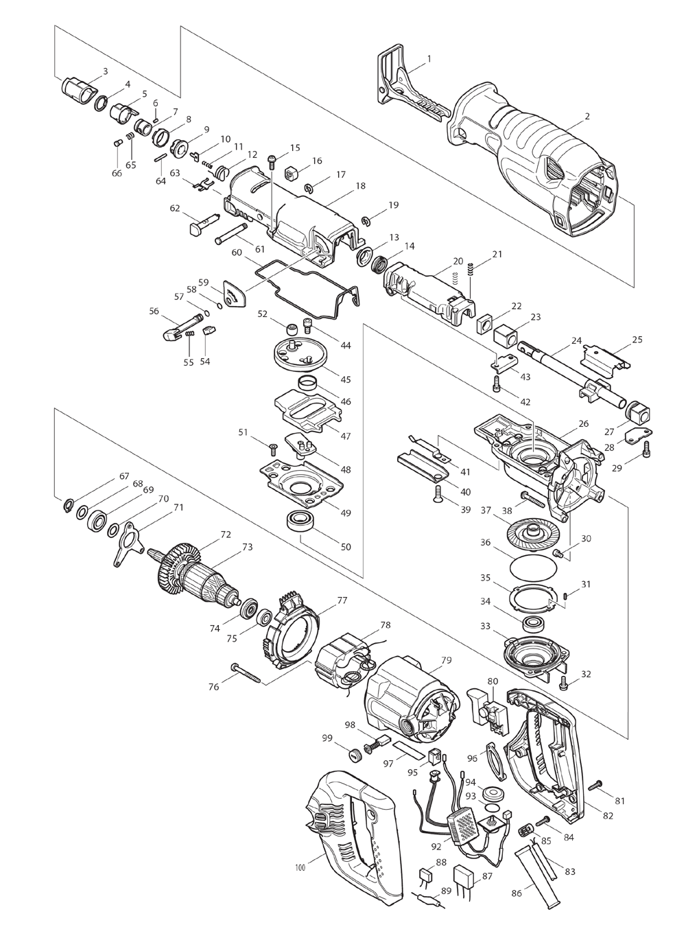 Page 1 Diagram and Parts List for  Makita Saw
