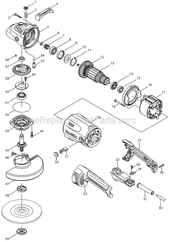 Page A Diagram and Parts List for  Makita