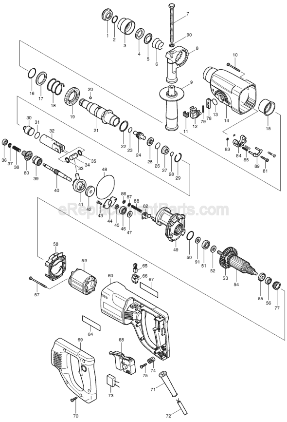 Page A Diagram and Parts List for  Makita Hammer Drill