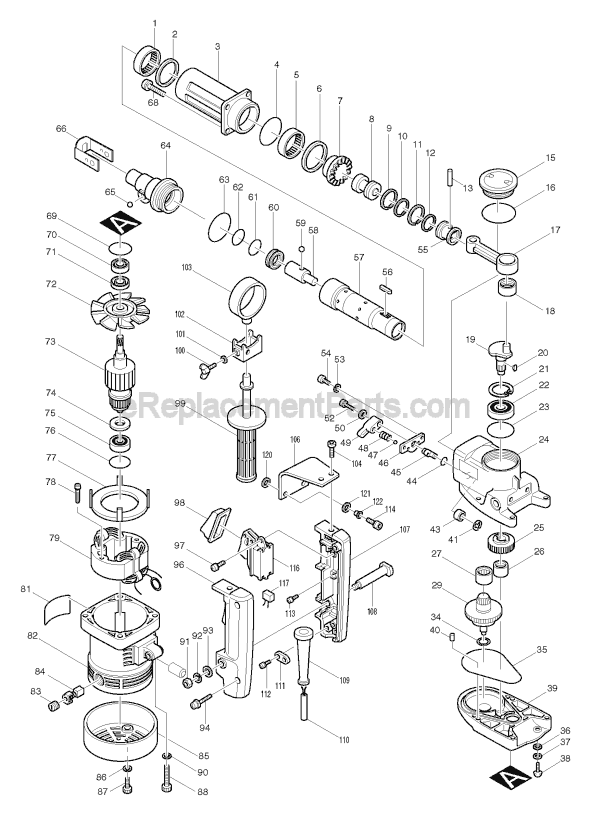 Page A Diagram and Parts List for  Makita