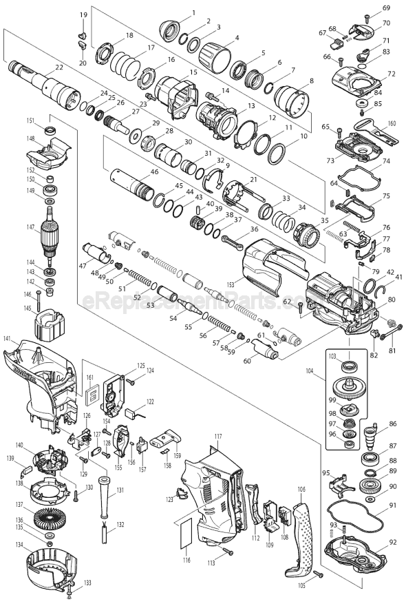 Page A Diagram and Parts List for  Makita Hammer Drill
