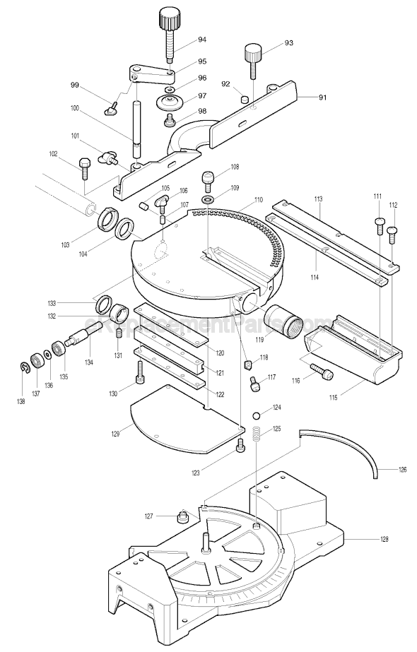 Page B Diagram and Parts List for  Makita Miter Saw