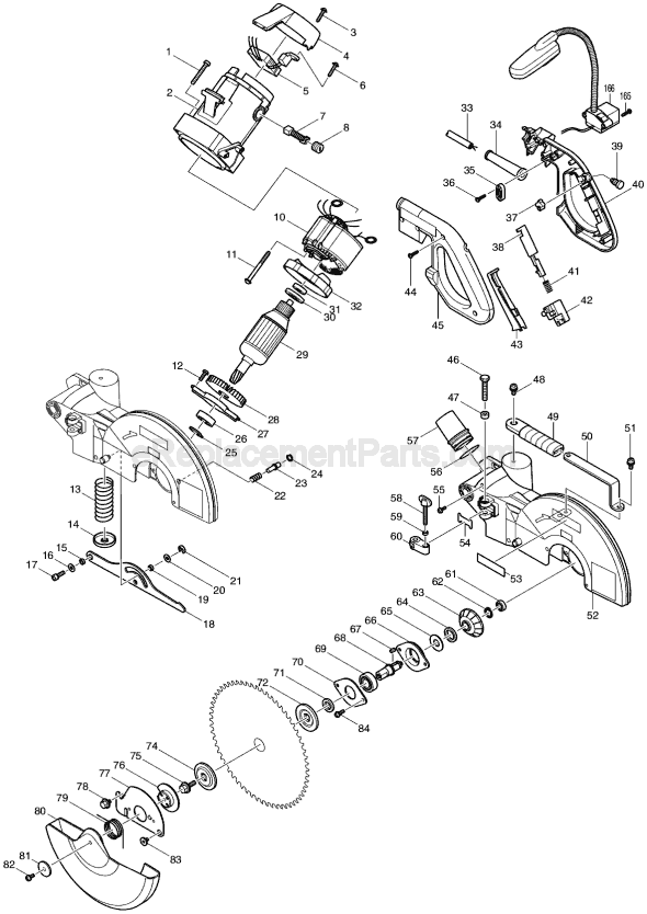 Page A Diagram and Parts List for  Makita Miter Saw