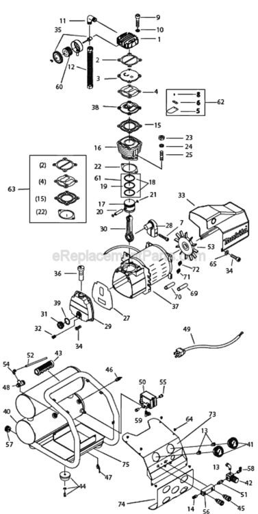 Page A Diagram and Parts List for  Makita Compressor