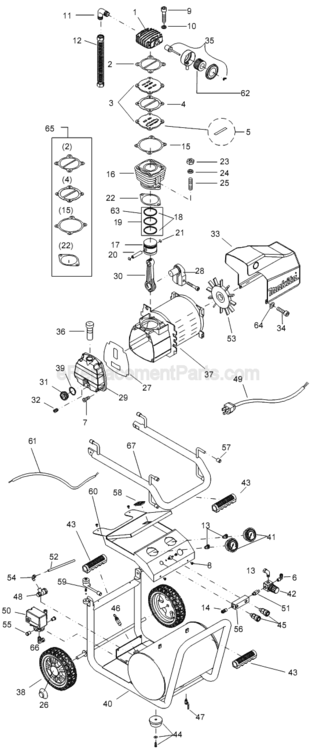 Page A Diagram and Parts List for  Makita Compressor
