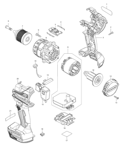 Fig-0 Diagram and Parts List for  Makita Hammer Drill