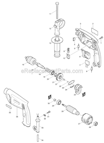 Page A Diagram and Parts List for  Makita Hammer Drill