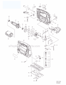 Page A Diagram and Parts List for  Makita Jig Saw