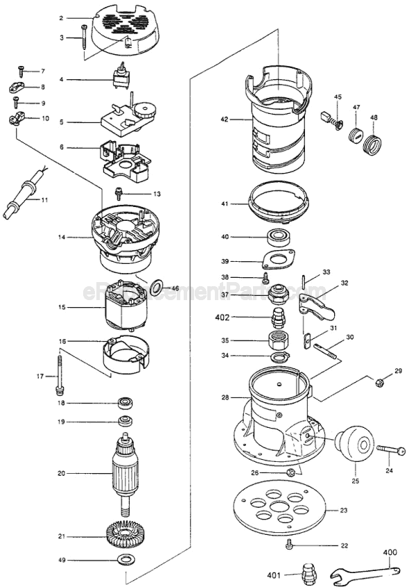 Page A Diagram and Parts List for  Makita Router