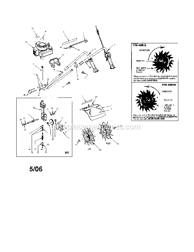 Mantis Tiller Diagram and Parts List for  Mantis Tiller