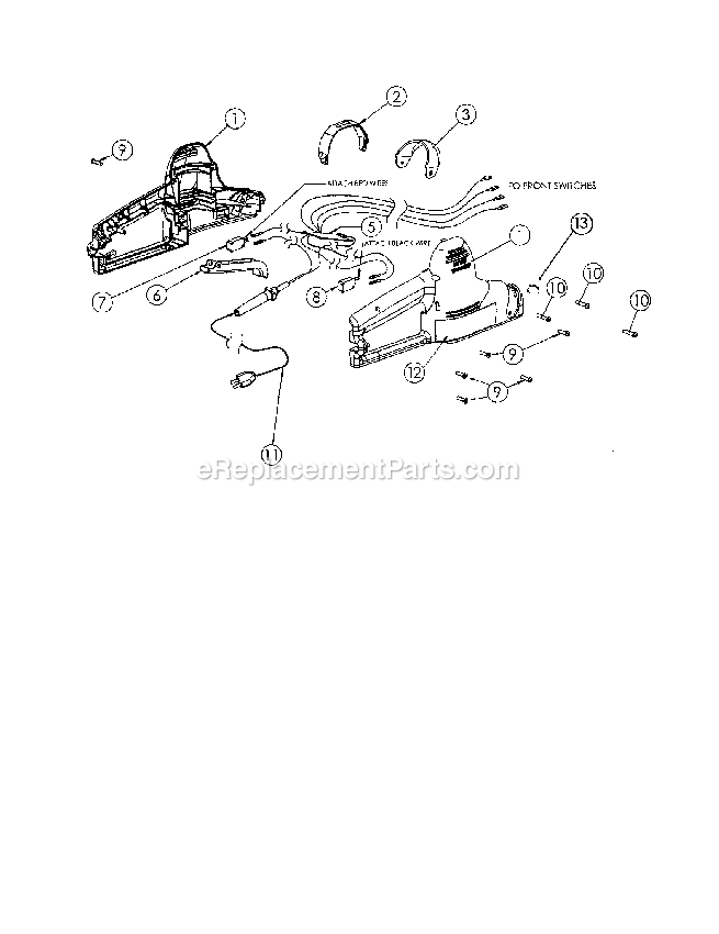 Main Housing Assembly Diagram and Parts List for  Mantis Trimmer