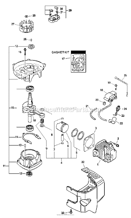 Block Diagram and Parts List for 2001-01 to 2004-03 Mantis Tiller