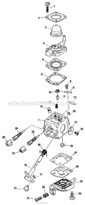 Carburetor Diagram and Parts List for 2001-01 to 2004-03 Mantis Tiller