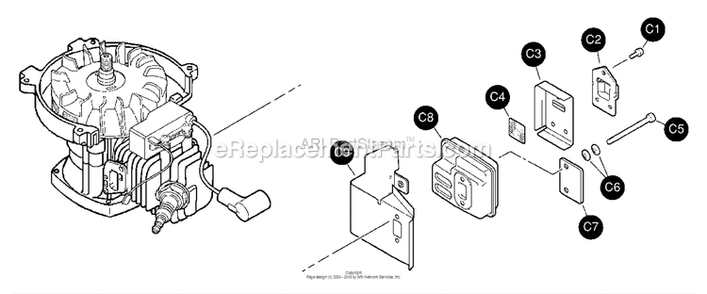 Air Cleaner Diagram and Parts List for  Mantis Tiller