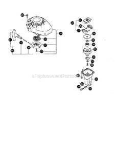 Starter/Pawl Catcher/Clutch Diagram and Parts List for  Mantis Tiller