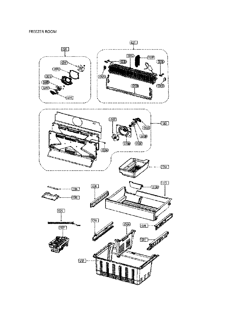 Freezer Parts Diagram and Parts List for 11173037911  Kenmore Refrigerator