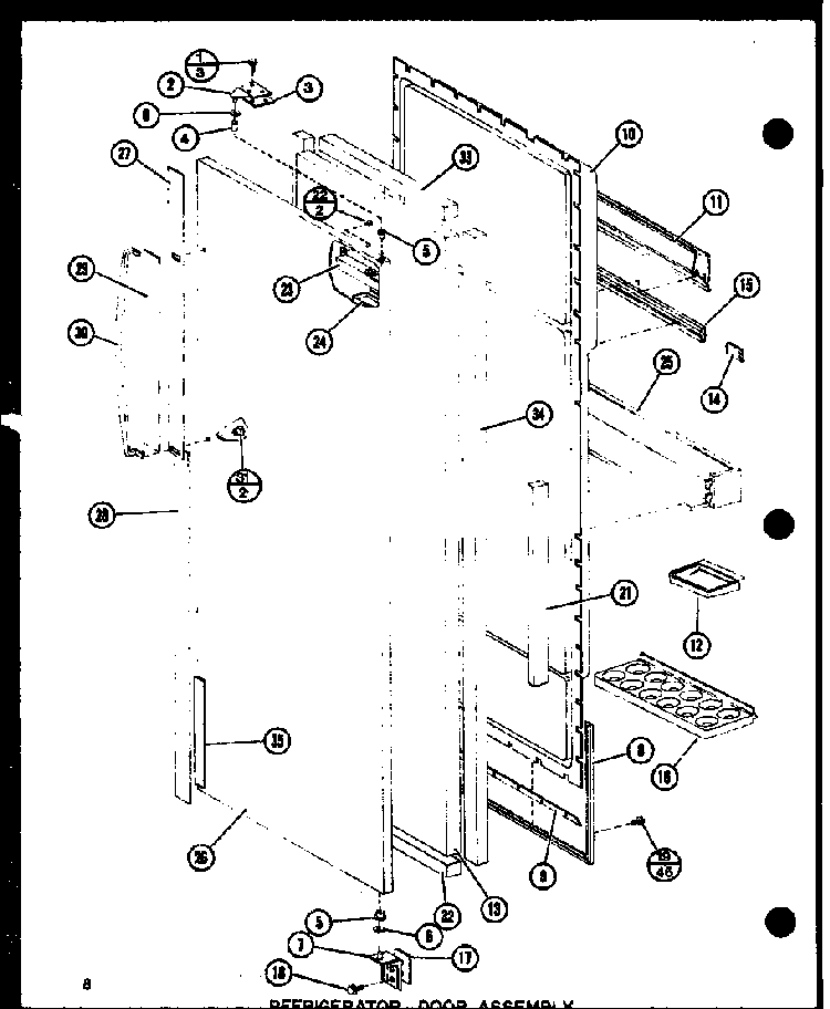Refrigerator Door Assembly Diagram and Parts List for SR19F1-G-P77000-8WG  Amana Refrigerator