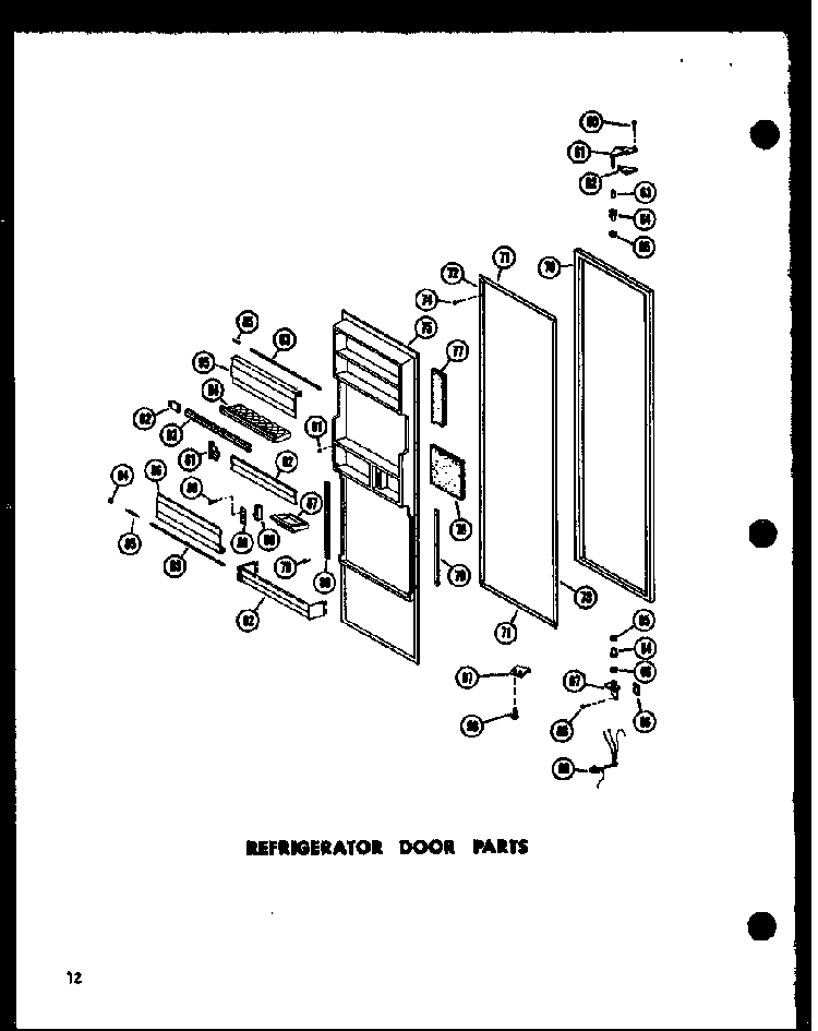 Refrigerator Door Parts Diagram and Parts List for SD19W-P60340-70W  Amana Refrigerator