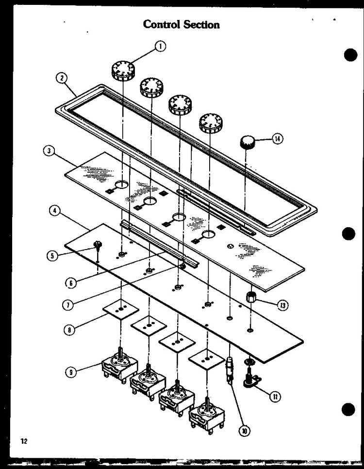 Control Section Diagram and Parts List for AKM-1-P85558-1S  Amana Range