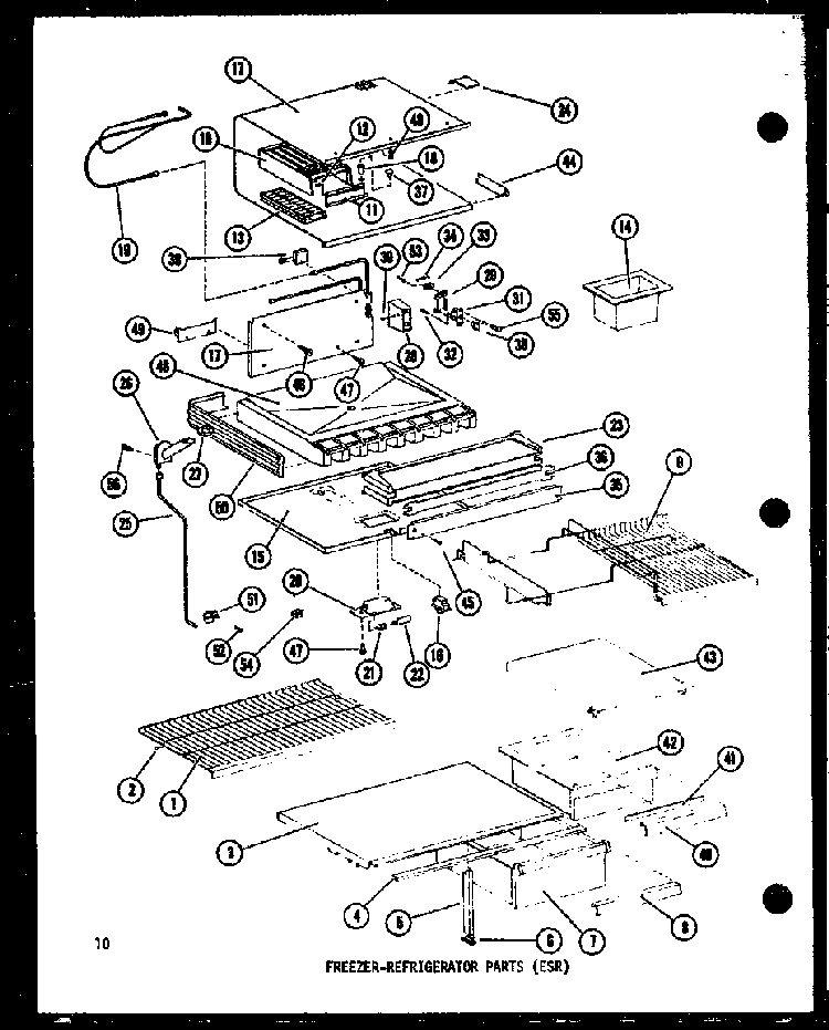 Freezer-refrigerator Parts Diagram and Parts List for ESR12C-P73953-7W  Amana Refrigerator