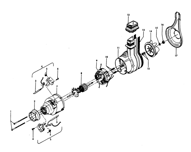 Motor Assembly Diagram and Parts List for U4217  Hoover Upright Vacuum