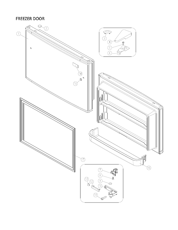 Freezer Door Parts 2 Diagram and Parts List for 11160512913  Kenmore Refrigerator