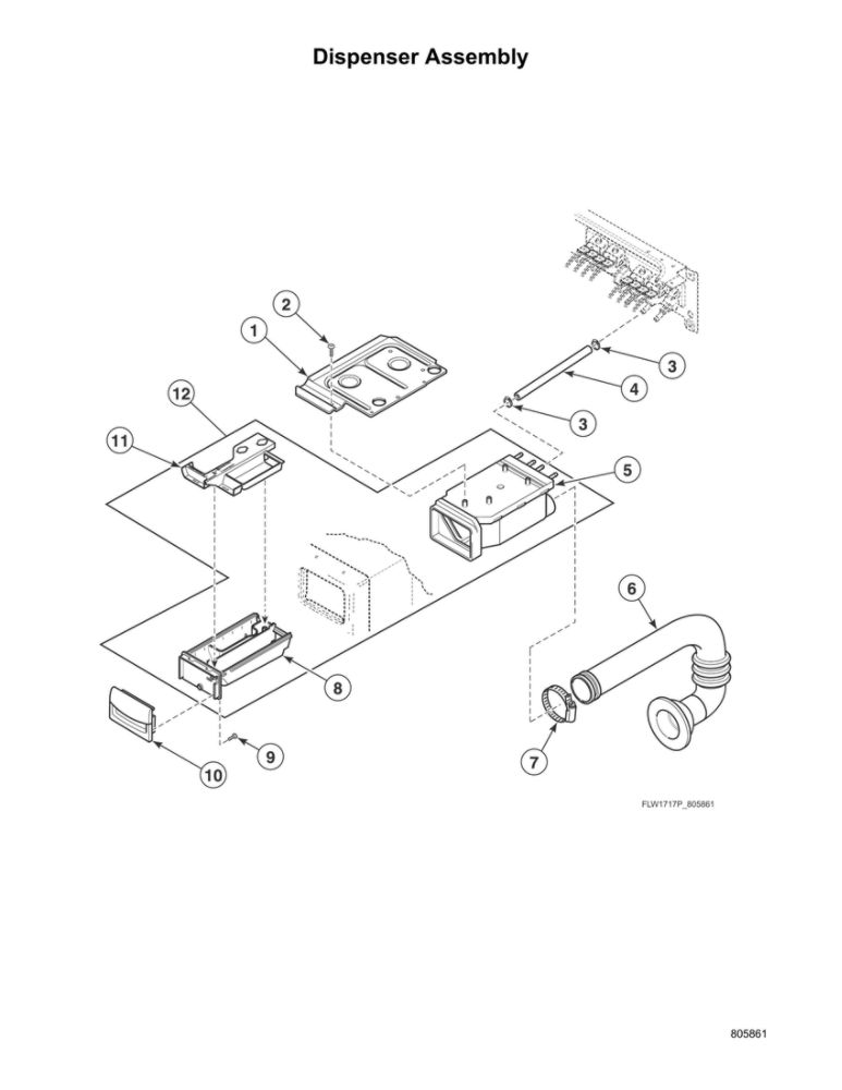 Dispenser Assembly Diagram and Parts List for  Speed Queen Washer