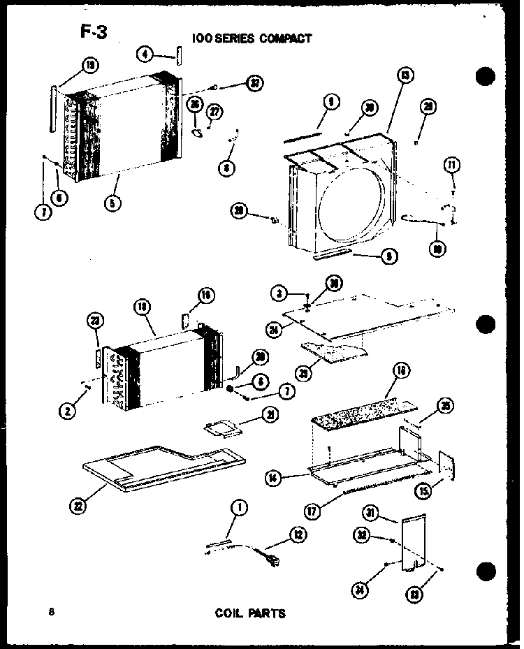 100 Series Compact Coil Parts Diagram and Parts List for ES106-2HL P67231-23R Amana Air Conditioner
