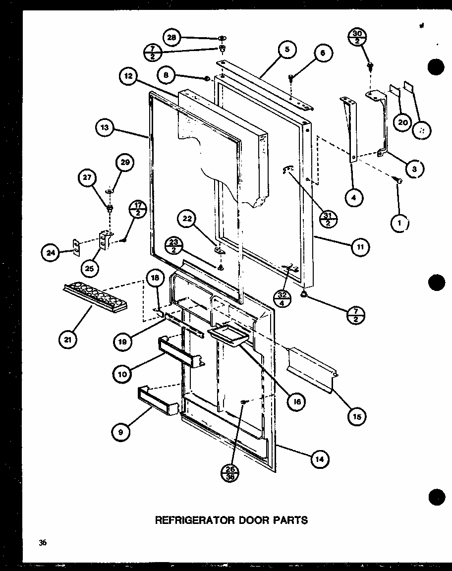 Refrigerator Door Parts (tc22h/p7711034w) (tc22h/p7711035w) Diagram and Parts List for TMI20SPH-P7711031W  Amana Refrigerator