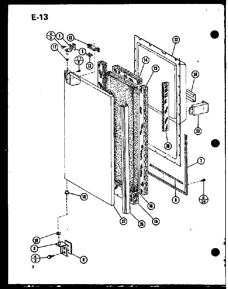 Lower Freezer Door Pan Diagram and Parts List for SLDI22F-C-P75400-19WC  Amana Refrigerator