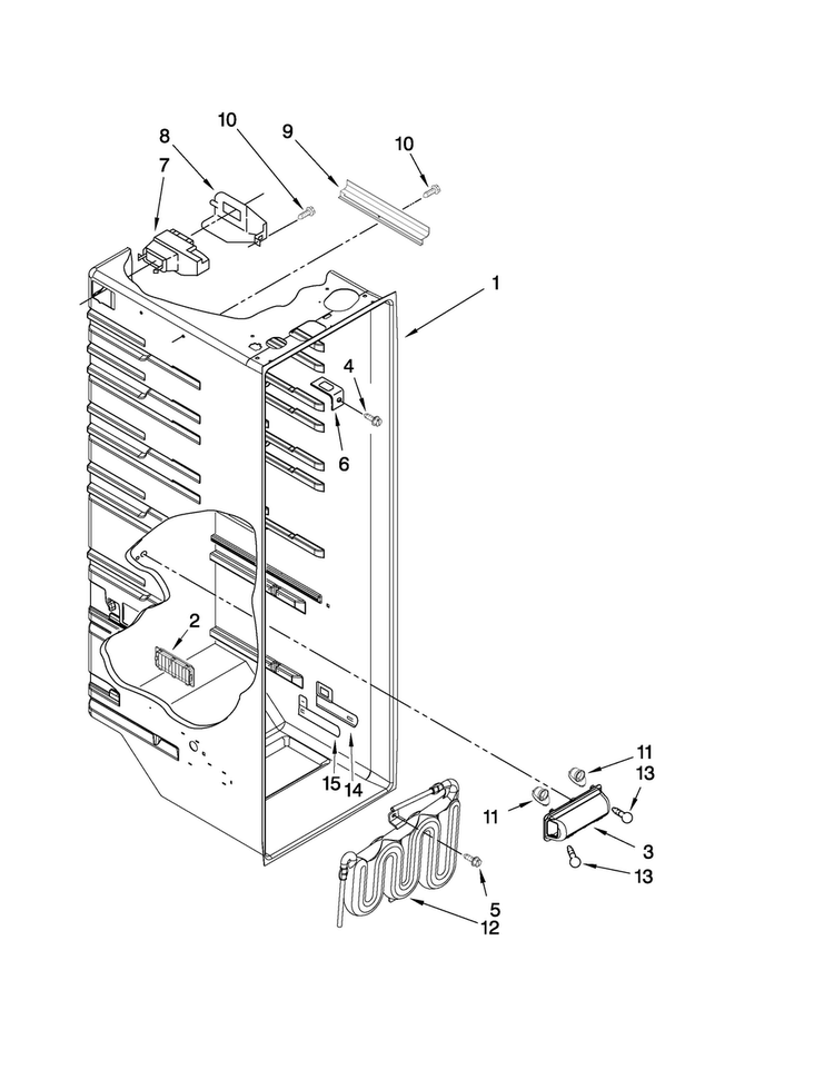 Refrigerator Liner Parts Diagram and Parts List for MSD2274VEM01  Maytag Refrigerator